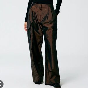 Tibi Stella crispy nylon pleated trousers size 2